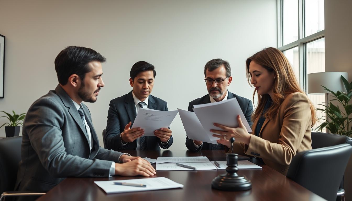 Family reviewing legal documents